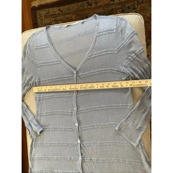 Soft Surroundings XL LINEN Vicose Gauze Cardigan Duster Light Blue Button Up - Picture 12 of 13